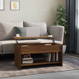 NNEVL Coffee Table Brown Oak 102x50x52.5 cm Engineered Wood