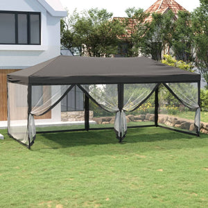 NNEVL Folding Party Tent with Sidewalls Anthracite 3x6 m