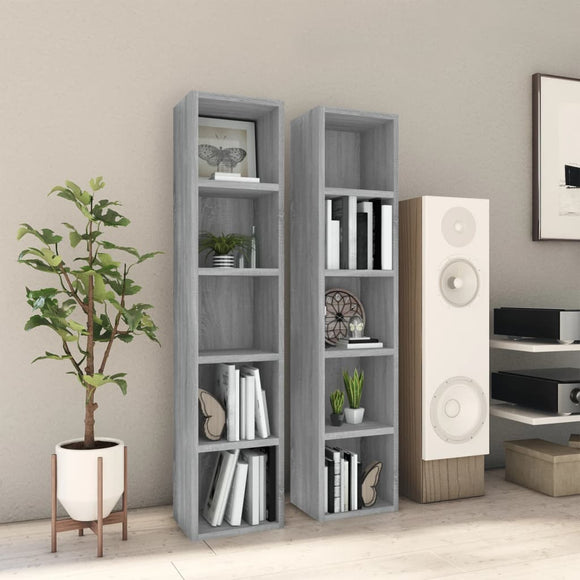 NNEVL CD Cabinets 2 pcs Grey Sonoma 21x16x93.5 cm Engineered Wood