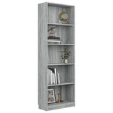 NNEVL 5-Tier Book Cabinet Grey Sonoma 60x24x175 cm Engineered Wood