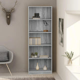 NNEVL 5-Tier Book Cabinet Grey Sonoma 60x24x175 cm Engineered Wood