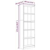 NNEVL 5-Tier Book Cabinet Brown Oak 60x24x175 cm Engineered Wood