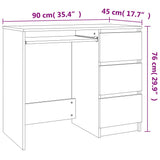 NNEVL Desk Grey Sonoma 90x45x76 cm Engineered Wood