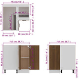 NNEVL Kitchen Cabinet Brown Oak 75.5x75.5x80.5 cm Engineered Wood