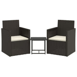 NNEVL 3 Piece Outdoor Sofa Set with Cushions Black Poly Rattan
