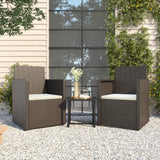NNEVL 3 Piece Outdoor Sofa Set with Cushions Black Poly Rattan