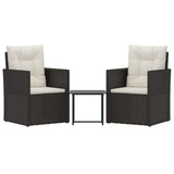 NNEVL 3 Piece Outdoor Lounge Set with Cushions Poly Rattan Black