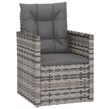 NNEVL 3 Piece Outdoor Lounge Set with Cushions Poly Rattan Grey