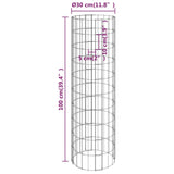 NNEVL Circular Gabion Pole Galvanised Steel Ø30x100 cm