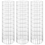 NNEVL Circular Gabion Raised Beds 3 pcs Galvanised Steel Ø30x100 cm