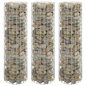 NNEVL Circular Gabion Raised Beds 3 pcs Galvanised Steel Ø30x100 cm