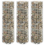 NNEVL Circular Gabion Raised Beds 3 pcs Galvanised Steel Ø30x100 cm