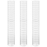 NNEVL Circular Gabion Raised Beds 3 pcs Galvanised Steel Ø30x200 cm