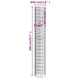 NNEVL Circular Gabion Raised Beds 3 pcs Galvanised Steel Ø30x200 cm