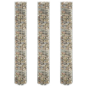 NNEVL Circular Gabion Raised Beds 3 pcs Galvanised Steel Ø30x200 cm