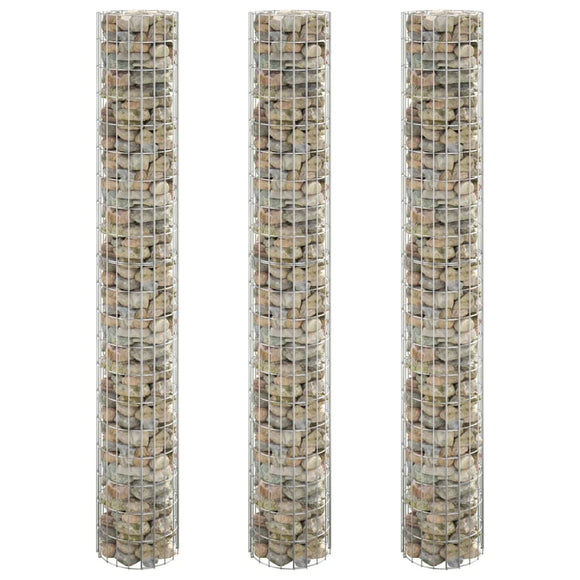 NNEVL Circular Gabion Raised Beds 3 pcs Galvanised Steel Ø30x200 cm