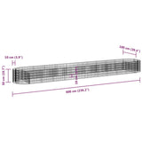 NNEVL Gabion Raised Bed Galvanised Iron 600x100x50 cm
