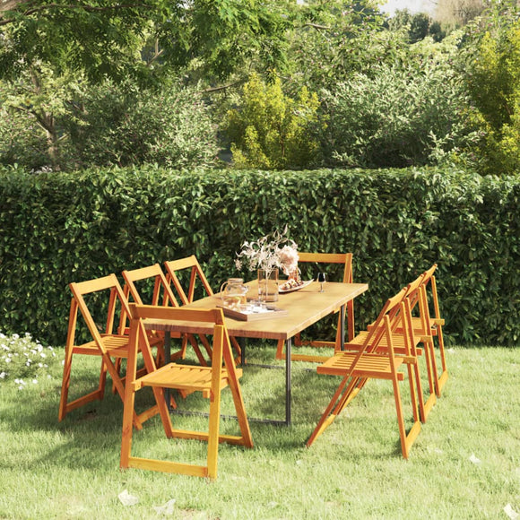 NNEVL Folding Garden Chairs 8 pcs Solid Wood Acacia
