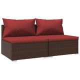 NNEVL 2 Piece Garden Lounge Set with Cushions Poly Rattan Brown