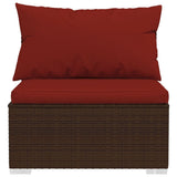 NNEVL 2 Piece Garden Lounge Set with Cushions Poly Rattan Brown