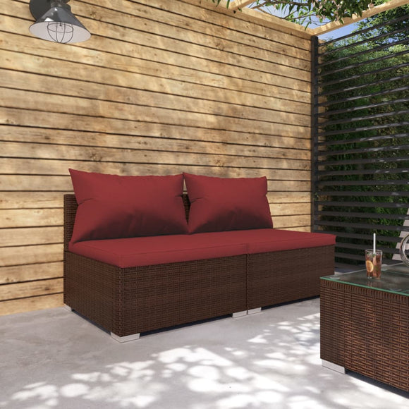 NNEVL 2 Piece Garden Lounge Set with Cushions Poly Rattan Brown