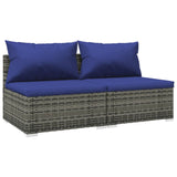 NNEVL 2 Piece Garden Lounge Set with Cushions Poly Rattan Grey