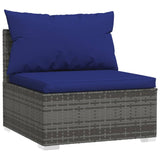NNEVL 2 Piece Garden Lounge Set with Cushions Poly Rattan Grey