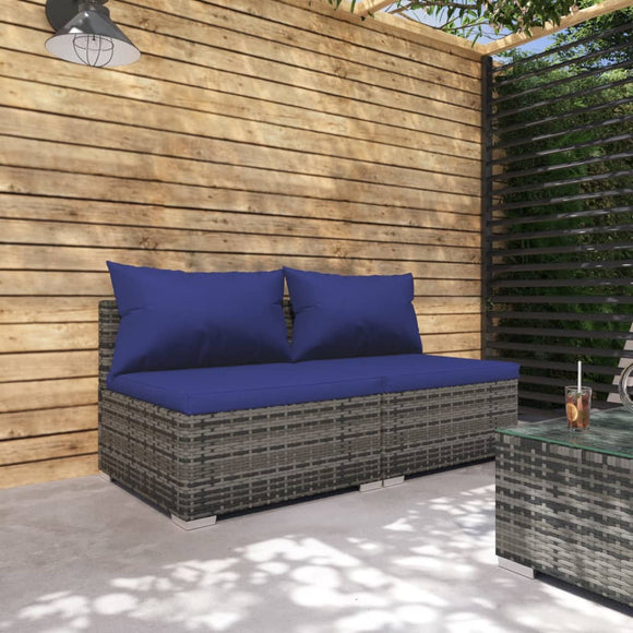 NNEVL 2 Piece Garden Lounge Set with Cushions Poly Rattan Grey