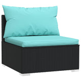NNEVL 3 Piece Garden Lounge Set with Cushions Poly Rattan Black
