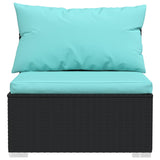 NNEVL 3 Piece Garden Lounge Set with Cushions Poly Rattan Black
