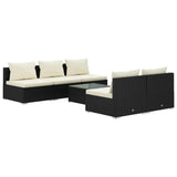 NNEVL 6 Piece Garden Lounge Set with Cushions Poly Rattan Black