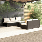 NNEVL 6 Piece Garden Lounge Set with Cushions Poly Rattan Black
