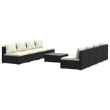 NNEVL 9 Piece Garden Lounge Set with Cushions Poly Rattan Black