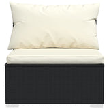 NNEVL 9 Piece Garden Lounge Set with Cushions Poly Rattan Black
