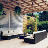 NNEVL 9 Piece Garden Lounge Set with Cushions Poly Rattan Black
