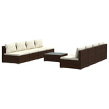 NNEVL 9 Piece Garden Lounge Set with Cushions Poly Rattan Brown