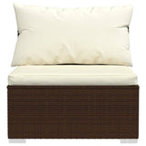 NNEVL 9 Piece Garden Lounge Set with Cushions Poly Rattan Brown