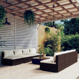 NNEVL 9 Piece Garden Lounge Set with Cushions Poly Rattan Brown