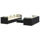 NNEVL 8 Piece Garden Lounge Set with Cushions Poly Rattan Black