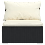 NNEVL 8 Piece Garden Lounge Set with Cushions Poly Rattan Black