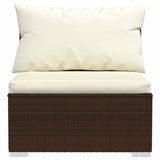 NNEVL 8 Piece Garden Lounge Set with Cushions Poly Rattan Brown