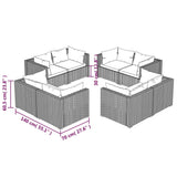 NNEVL 8 Piece Garden Lounge Set with Cushions Poly Rattan Grey