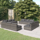 NNEVL 12 Piece Garden Lounge Set with Cushions Poly Rattan Grey