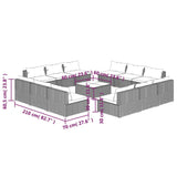 NNEVL 13 Piece Garden Lounge Set with Cushions Poly Rattan Brown