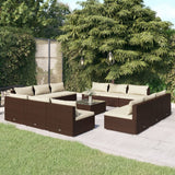 NNEVL 13 Piece Garden Lounge Set with Cushions Poly Rattan Brown