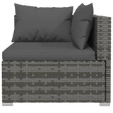 NNEVL 12 Piece Garden Lounge Set with Cushions Poly Rattan Grey