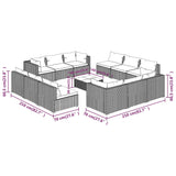 NNEVL 13 Piece Garden Lounge Set with Cushions Poly Rattan Brown