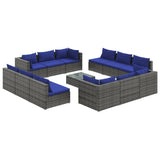 NNEVL 13 Piece Garden Lounge Set with Cushions Poly Rattan Grey