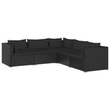 NNEVL 5 Piece Garden Lounge Set with Cushions Poly Rattan Black