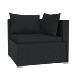 NNEVL 5 Piece Garden Lounge Set with Cushions Poly Rattan Black